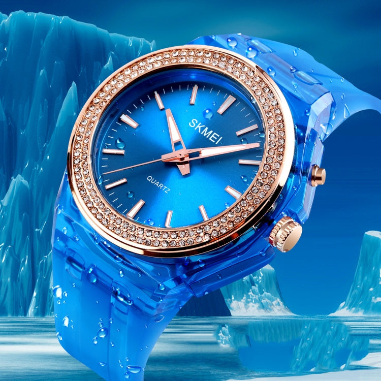 SkMEI 1553 Women LED Color Light Transparent Waterproof Watch Inlaid With Water Drill(Purple) - free shipping - PMC TechLife - Order now!