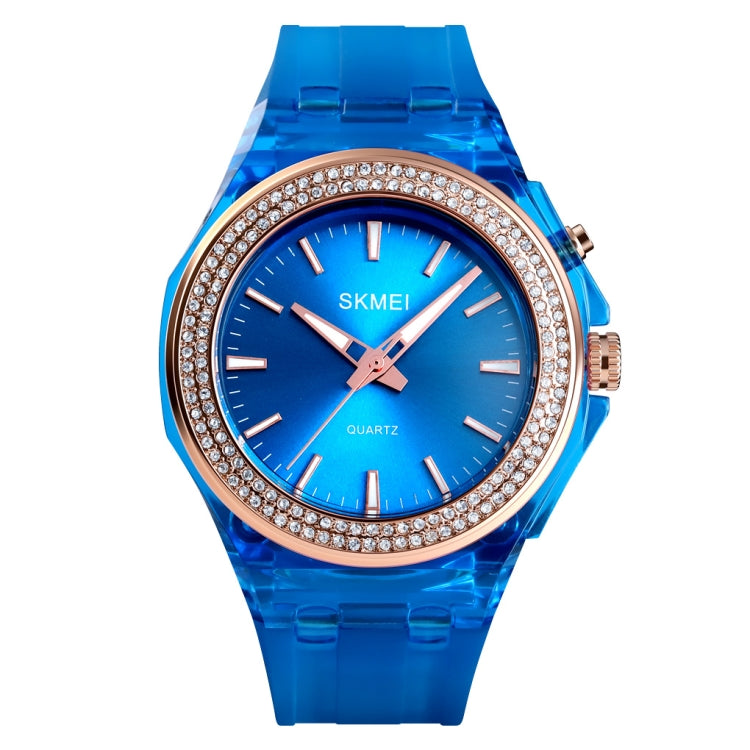 SkMEI 1553 Women LED Color Light Transparent Waterproof Watch Inlaid With Water Drill(Blue) - free shipping - PMC TechLife - Order now!