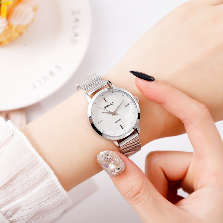 SKMEI 1528 Simple Fashion Lady Watch Casual Netting Scale(Silvery) - free shipping - PMC TechLife - Order now!
