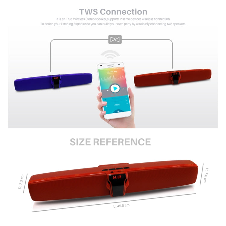 New Rixing NR7017 TWS Portable 10W Stereo Surround Soundbar Bluetooth Speaker with Microphone(Red) - free shipping - PMC Jewellery - Order now!