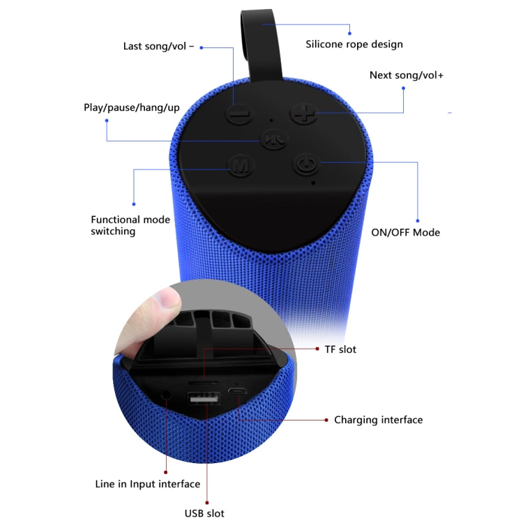 T&G TG113 Portable Bluetooth Speakers Waterproof Stereo Outdoor Loudspeaker MP3 Bass Sound Box with FM Radio(Blue) - free shipping - PMC Jewellery - Order now!