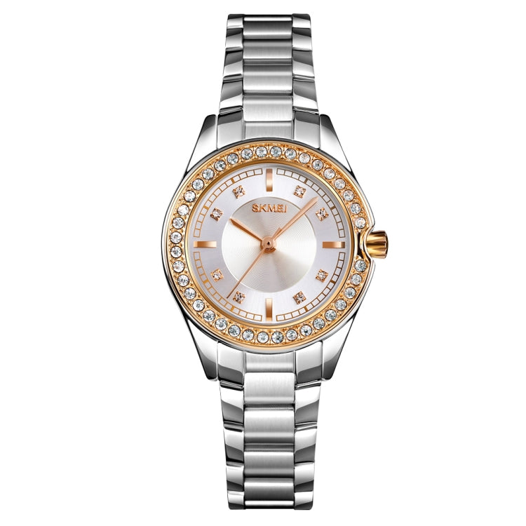 SKMEI 1534 elegant waterproof quartz steel band watch with diamond inlay(Silver  Gold) - free shipping - PMC TechLife - Order now!