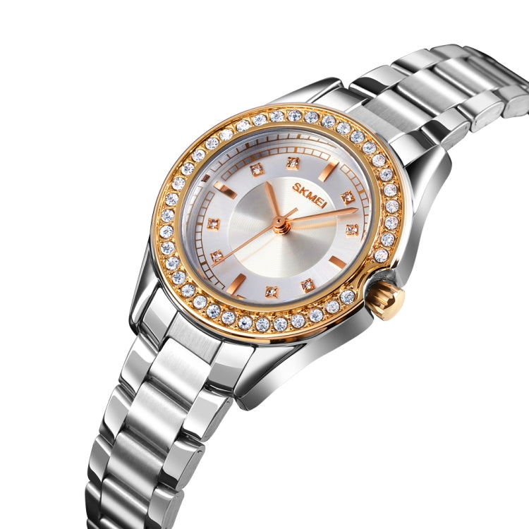 SKMEI 1534 elegant waterproof quartz steel band watch with diamond inlay(Silver  Gold) - free shipping - PMC TechLife - Order now!