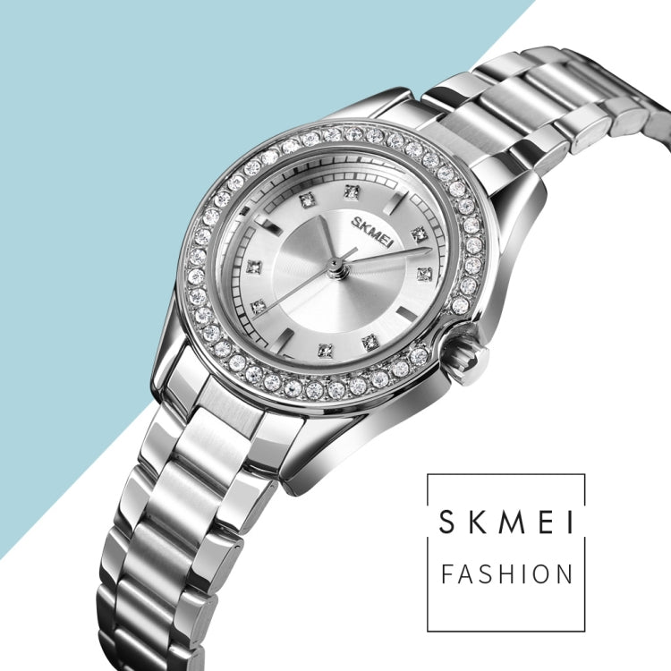 SKMEI 1534 elegant waterproof quartz steel band watch with diamond inlay(Silver  Gold) - free shipping - PMC TechLife - Order now!