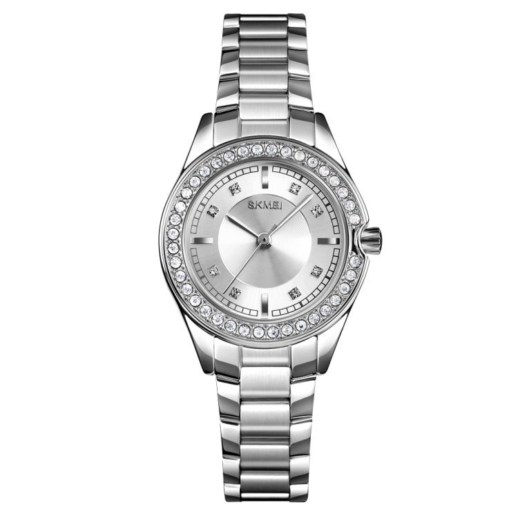 SKMEI 1534 elegant waterproof quartz steel band watch with diamond inlay(Silver) - free shipping - PMC TechLife - Order now!