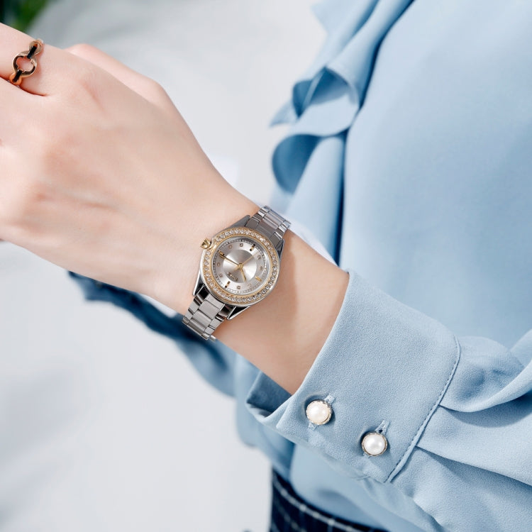 SKMEI 1534 elegant waterproof quartz steel band watch with diamond inlay(Silver) - free shipping - PMC TechLife - Order now!