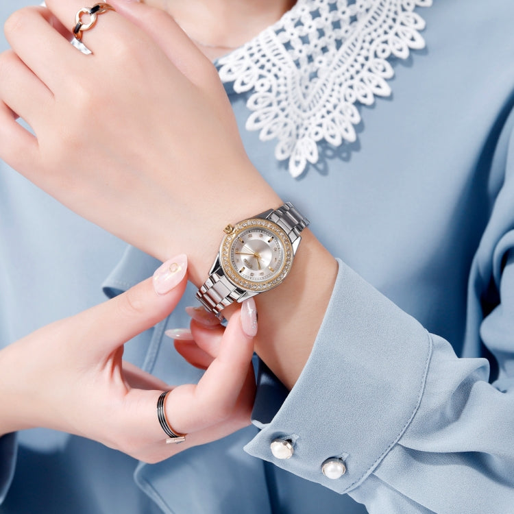 SKMEI 1534 elegant waterproof quartz steel band watch with diamond inlay(Silver) - free shipping - PMC TechLife - Order now!
