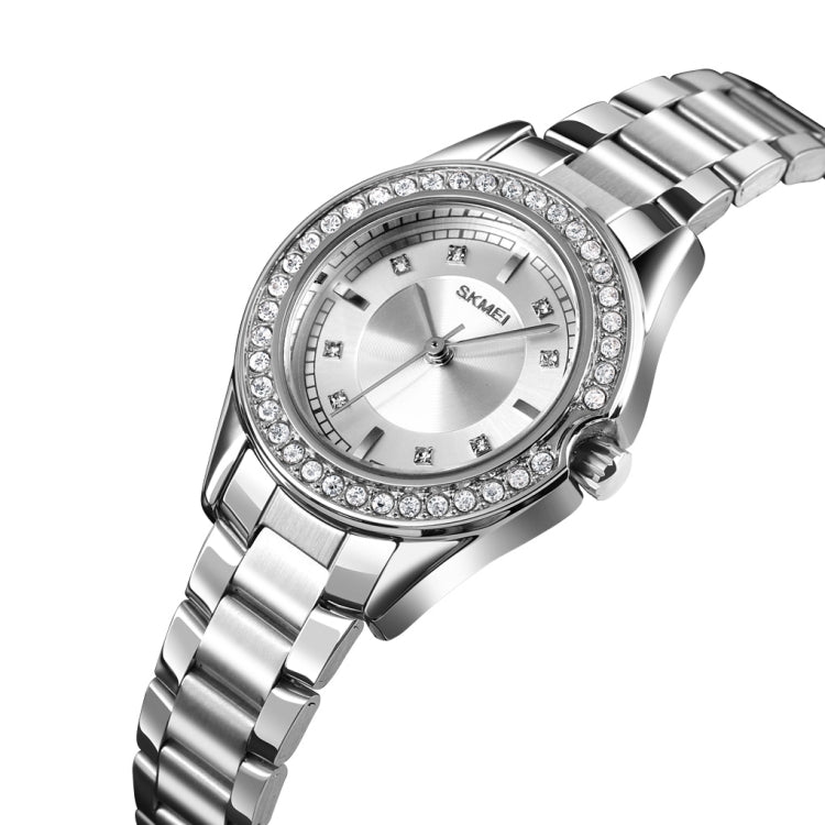 SKMEI 1534 elegant waterproof quartz steel band watch with diamond inlay(Silver) - free shipping - PMC TechLife - Order now!