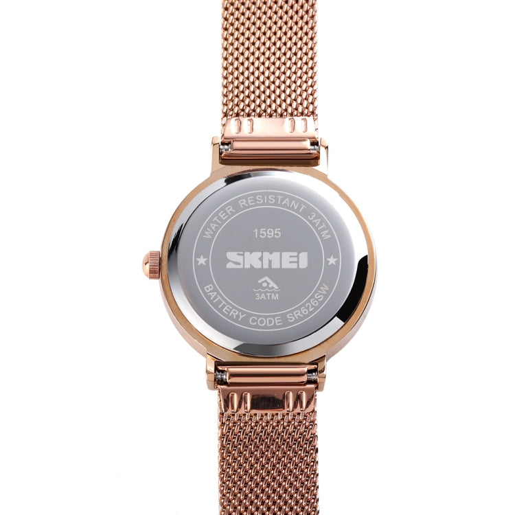 Skmei 1595 Fashion Elegant Scale Free Steel Mesh Belt Women's Watch Waterproof Business Student Quartz Watch Female(Gold) - free shipping - PMC TechLife - Order now!