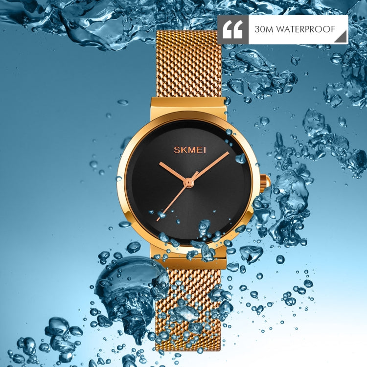 Skmei 1595 Fashion Elegant Scale Free Steel Mesh Belt Women's Watch Waterproof Business Student Quartz Watch Female(Gold) - free shipping - PMC TechLife - Order now!