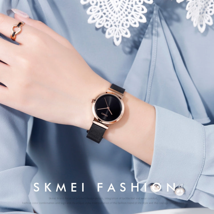 Skmei 1595 Fashion Elegant Scale Free Steel Mesh Belt Women's Watch Waterproof Business Student Quartz Watch Female(Silver) - free shipping - PMC TechLife - Order now!