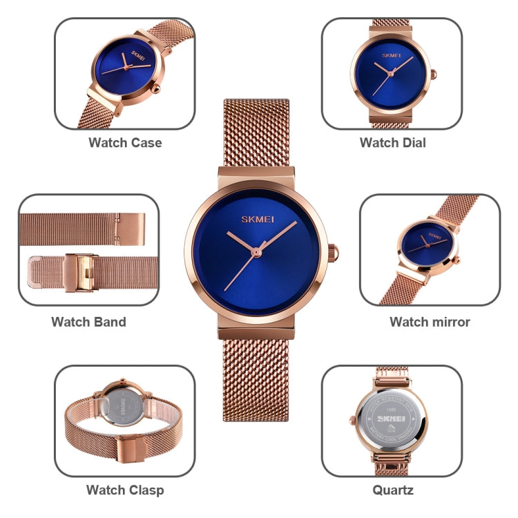 Skmei 1595 Fashion Elegant Scale Free Steel Mesh Belt Women's Watch Waterproof Business Student Quartz Watch Female(Silver) - free shipping - PMC TechLife - Order now!