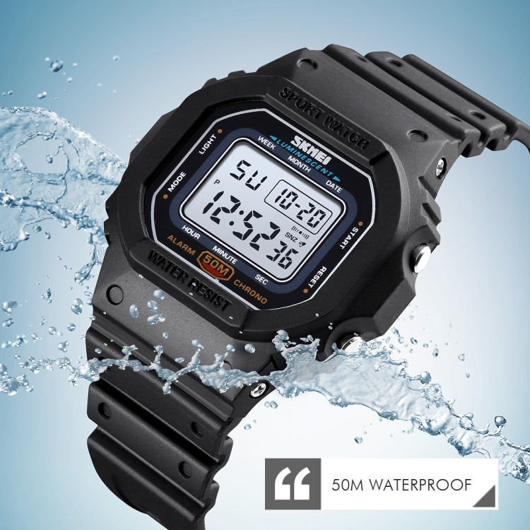 Skmei 1608 Multi-Function Student Electronic Watch Waterproof Timing Silicone Sports Watch(Black) - free shipping - PMC TechLife - Order now!