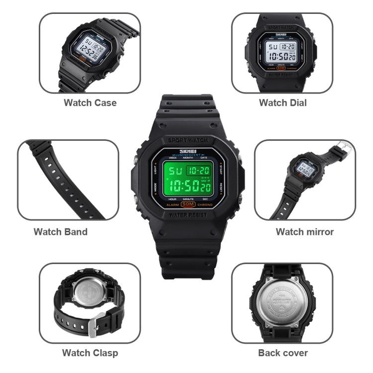 Skmei 1608 Multi-Function Student Electronic Watch Waterproof Timing Silicone Sports Watch(Black) - free shipping - PMC TechLife - Order now!