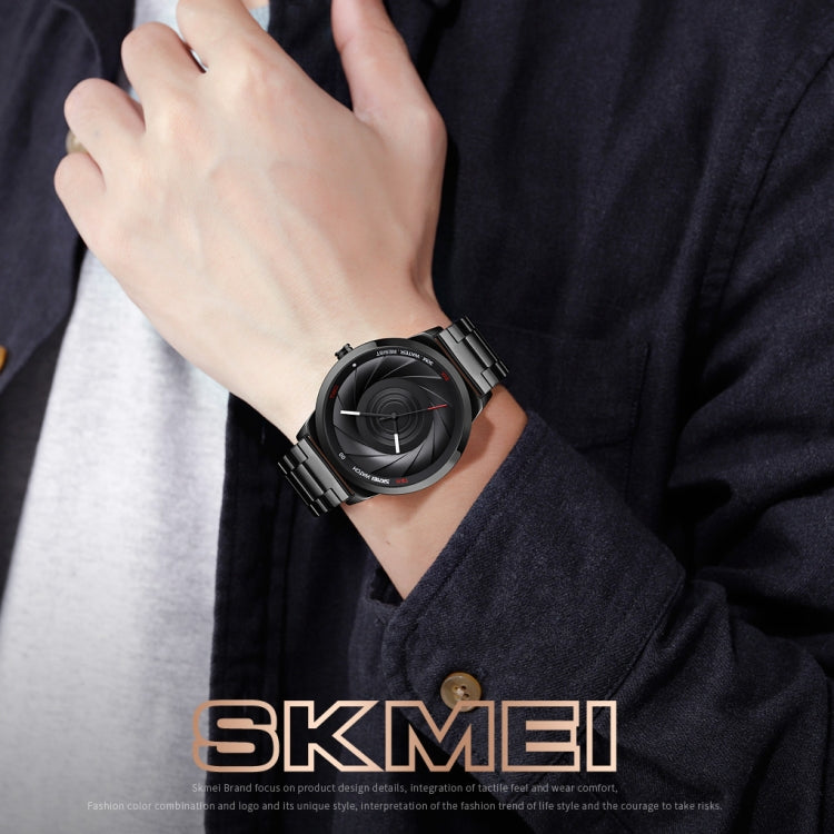 Skmei 9210 Fashion Trend Mens Business Wristwatch Simple Three-Dimensional Surface Waterproof Gold Quartz Watch Man(Golden Black) - free shipping - PMC TechLife - Order now!