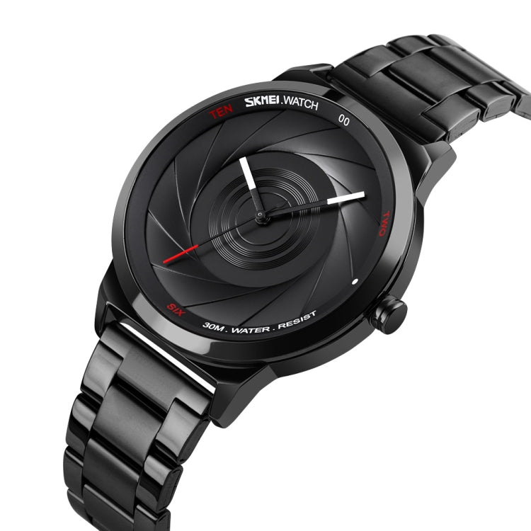 Skmei 9210 Fashion Trend Mens Business Wristwatch Simple Three-Dimensional Surface Waterproof Gold Quartz Watch Man(Black) - free shipping - PMC TechLife - Order now!