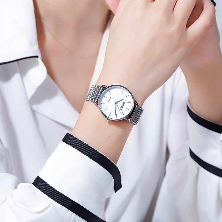 Skmei 1567 Light And Thin Leisure Simple 30m Waterproof Shell Dial Women Steel Band Quartz Watch(Silvery) - free shipping - PMC TechLife - Order now!