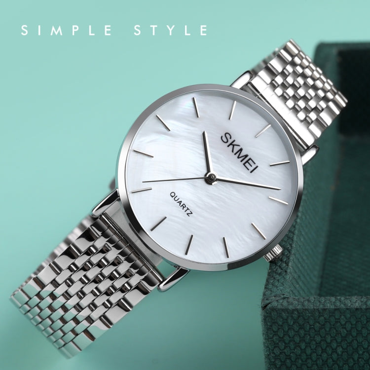 Skmei 1567 Light And Thin Leisure Simple 30m Waterproof Shell Dial Women Steel Band Quartz Watch(Silvery) - free shipping - PMC TechLife - Order now!