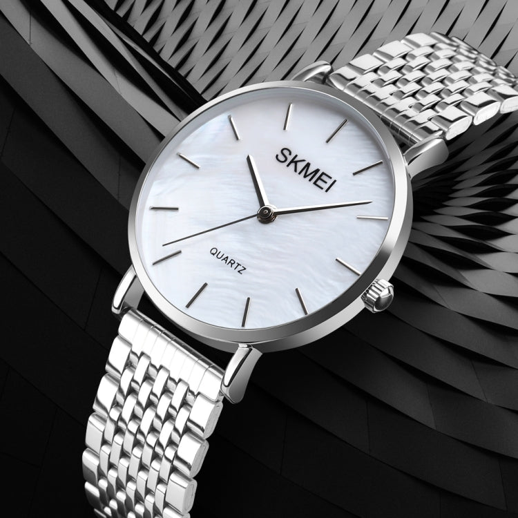 Skmei 1567 Light And Thin Leisure Simple 30m Waterproof Shell Dial Women Steel Band Quartz Watch(Silvery) - free shipping - PMC TechLife - Order now!