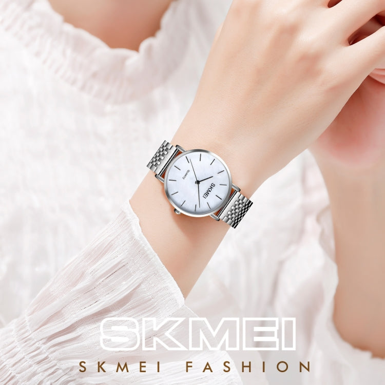 Skmei 1567 Light And Thin Leisure Simple 30m Waterproof Shell Dial Women Steel Band Quartz Watch(Silvery) - free shipping - PMC TechLife - Order now!