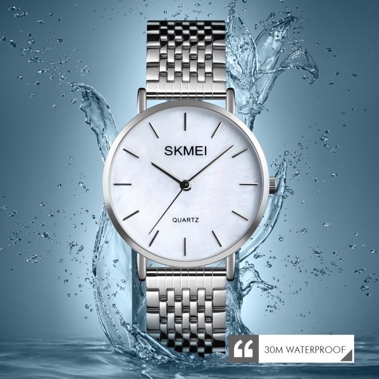 Skmei 1567 Light And Thin Leisure Simple 30m Waterproof Shell Dial Women Steel Band Quartz Watch(Silvery) - free shipping - PMC TechLife - Order now!