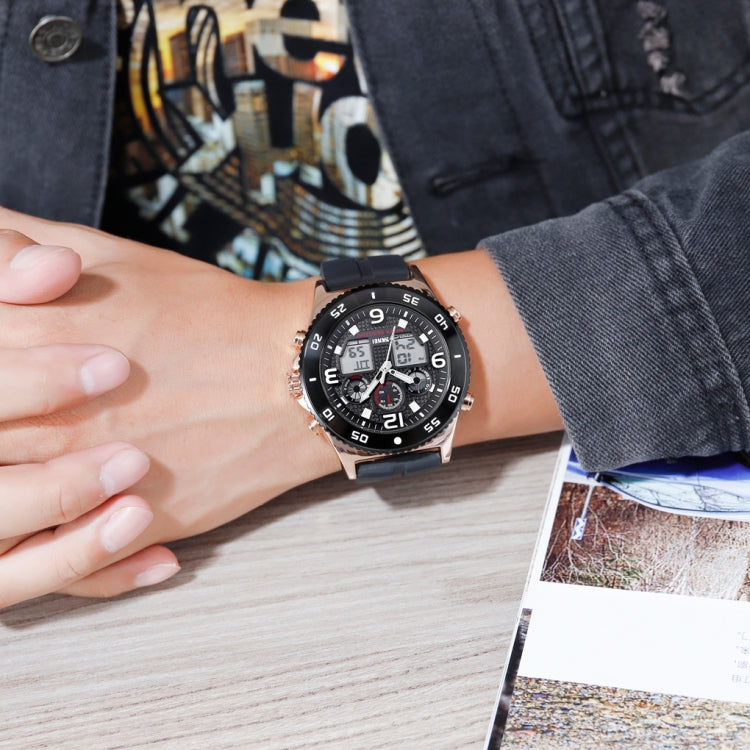 SKMEI 1538 Multi-Function Time Large Dial Steel Belt Men  Casual Sports Electronic Watch(Rose Gold-Silicone Belt) - free shipping - PMC TechLife - Order now!