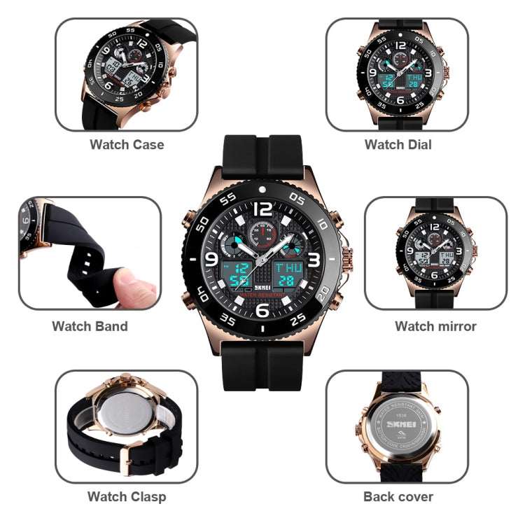 SKMEI 1538 Multi-Function Time Large Dial Steel Belt Men  Casual Sports Electronic Watch(Silver-Silicone Belt) - free shipping - PMC TechLife - Order now!