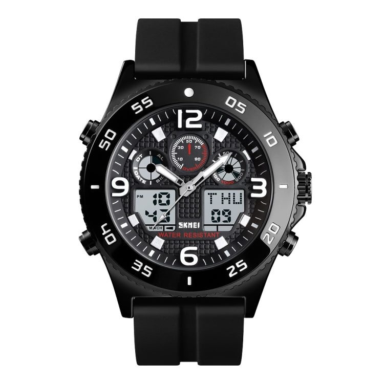 SKMEI 1538 Multi-Function Time Large Dial Steel Belt Men  Casual Sports Electronic Watch(Black-Silicone Belt) - free shipping - PMC TechLife - Order now!