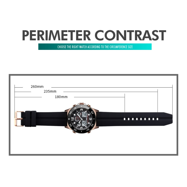 SKMEI 1538 Multi-Function Time Large Dial Steel Belt Men  Casual Sports Electronic Watch(Black-Silicone Belt) - free shipping - PMC TechLife - Order now!
