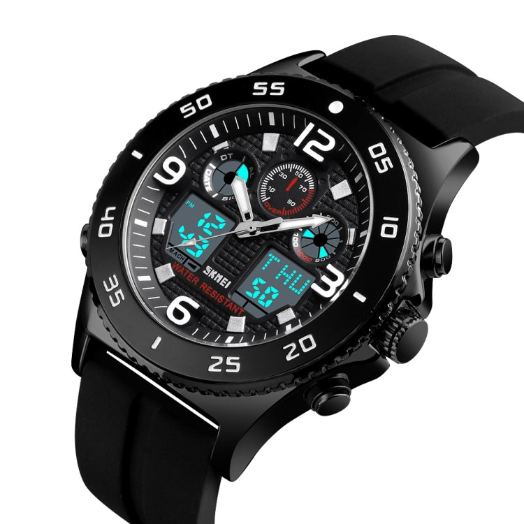 SKMEI 1538 Multi-Function Time Large Dial Steel Belt Men  Casual Sports Electronic Watch(Black-Silicone Belt) - free shipping - PMC TechLife - Order now!