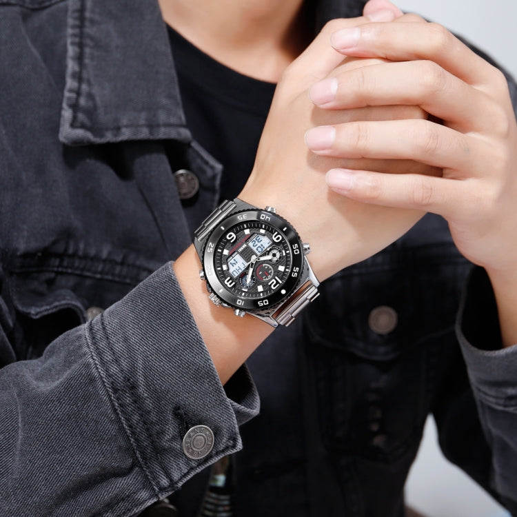 SKMEI 1538 Multi-Function Time Large Dial Steel Belt Men  Casual Sports Electronic Watch(Silver-Steel Belt) - free shipping - PMC TechLife - Order now!