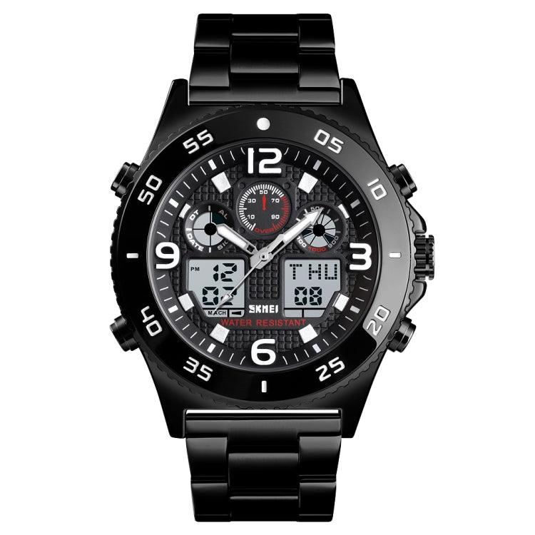SKMEI 1538 Multi-Function Time Large Dial Steel Belt Men  Casual Sports Electronic Watch(Black-Steel Belt) - free shipping - PMC TechLife - Order now!
