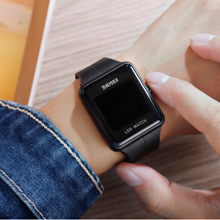 SKMEI 1541 Fashion Led Watch Square Couple Model Waterproof Electronic Watch Silicone Watch(Black) - free shipping - PMC TechLife - Order now!