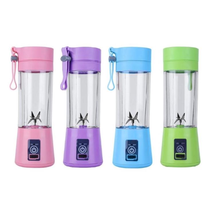 USB Rechargeable Electric Automatic Vegetable Fruit Citrus Orange Juice Maker Cup Mixer Bottle (380ML)(4 Blades Pink) - free shipping - PMC TechLife - Order now!
