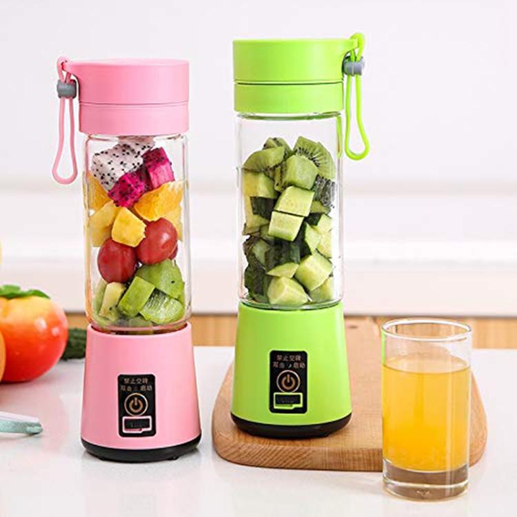 USB Rechargeable Electric Automatic Vegetable Fruit Citrus Orange Juice Maker Cup Mixer Bottle (380ML)(2 Blades Pink) - free shipping - PMC TechLife - Order now!