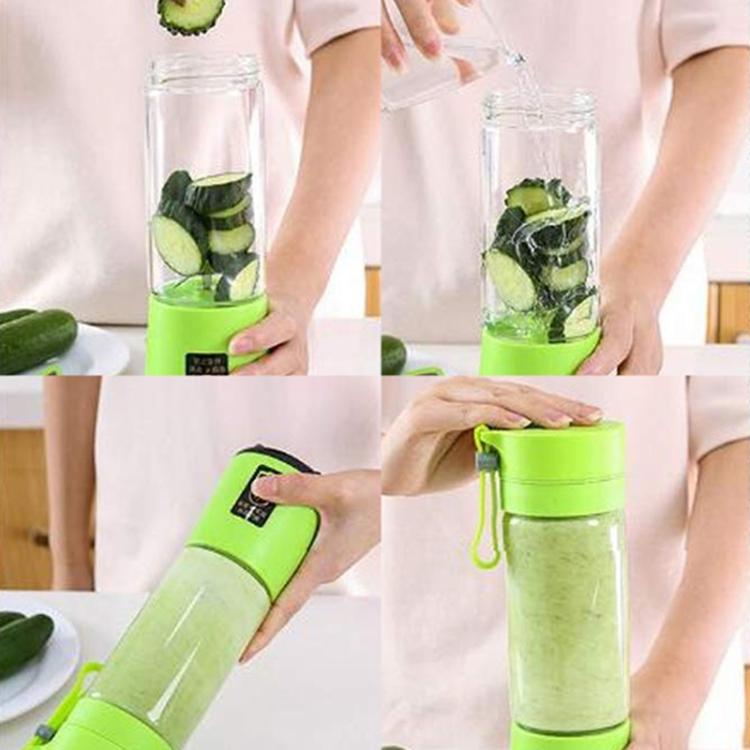 USB Rechargeable Electric Automatic Vegetable Fruit Citrus Orange Juice Maker Cup Mixer Bottle (380ML)(4 Blades Blue) - free shipping - PMC TechLife - Order now!