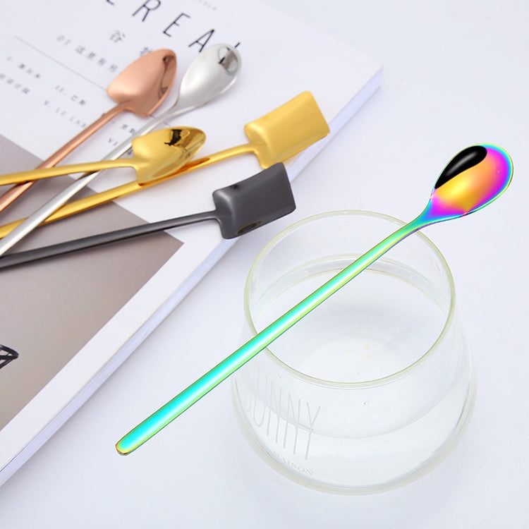 2 PCS Stainless Steel Spoon Creative Coffee Spoon Bar Ice Spoon Gold Plated Long Stirring Spoon, Style:Round Spoon, Color:Gold - free shipping - PMC TechLife - Order now!