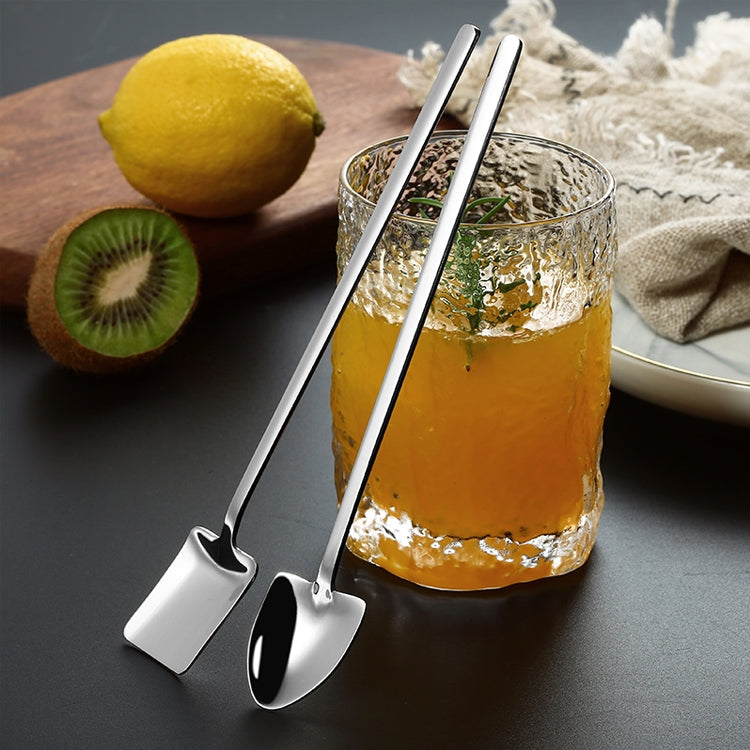 2 PCS Stainless Steel Spoon Creative Coffee Spoon Bar Ice Spoon Gold Plated Long Stirring Spoon, Style:Square Spoon, Color:Gold - free shipping - PMC TechLife - Order now!