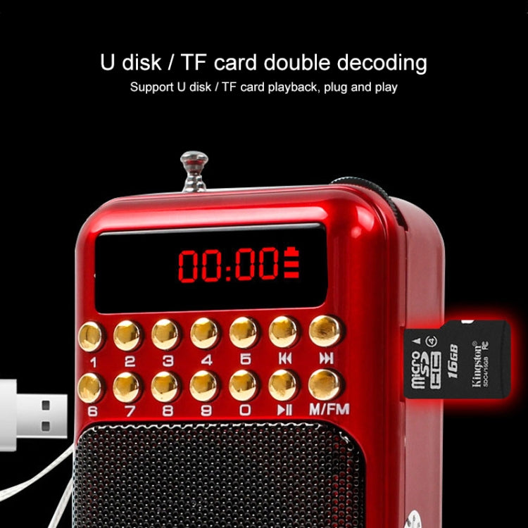 Portable Rechargeable FM Radio Receiver Speaker, Support USB / TF Card / Music MP3 Player(Red) - Radio Player by PMC TechLife | Online Shopping South Africa | PMC TechLife | Buy Now Pay Later Mobicred