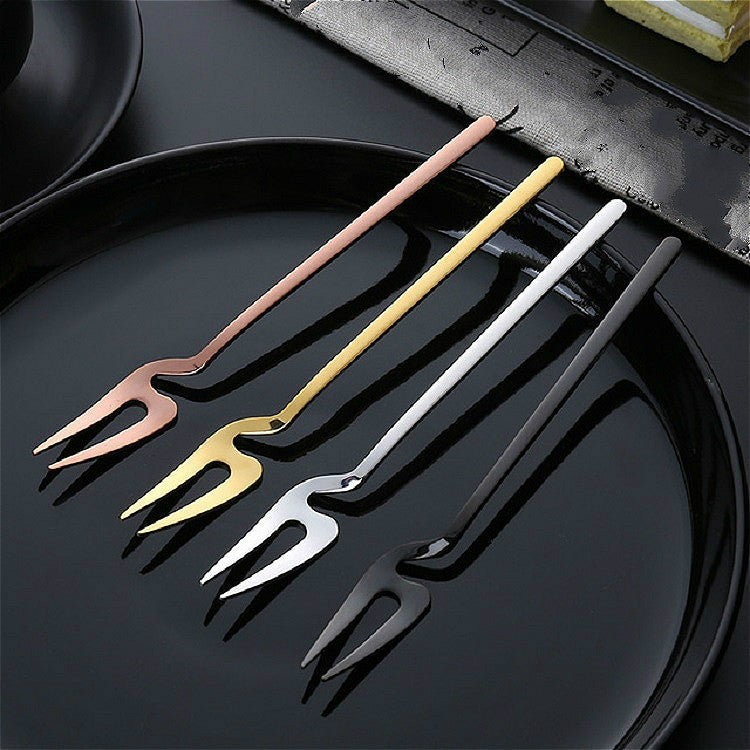 Stainless Steel V-shaped Wall Hanging Design Simple Coffee Spoon Fork Creative Long Handle Stirring Tableware, Style:Fork, Color:Black - free shipping - PMC TechLife - Order now!