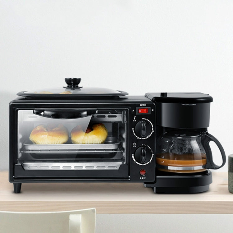 3 in 1 Electric Breakfast Machine Multifunction Coffee Maker + Frying Pan + Mini Oven  Household Bread Pizza Oven(Black) - free shipping - PMC TechLife - Order now!