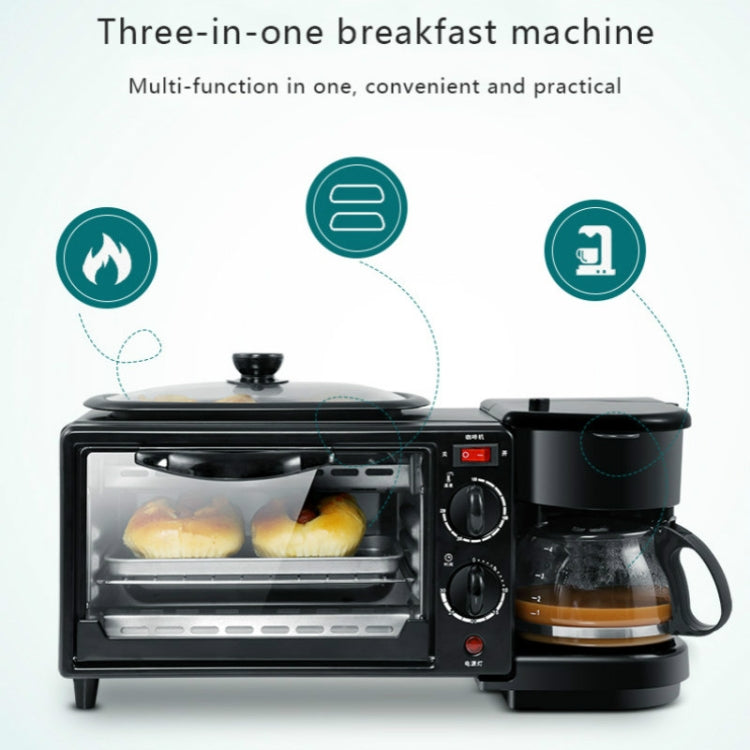 3 in 1 Electric Breakfast Machine Multifunction Coffee Maker + Frying Pan + Mini Oven  Household Bread Pizza Oven(Black) - free shipping - PMC TechLife - Order now!
