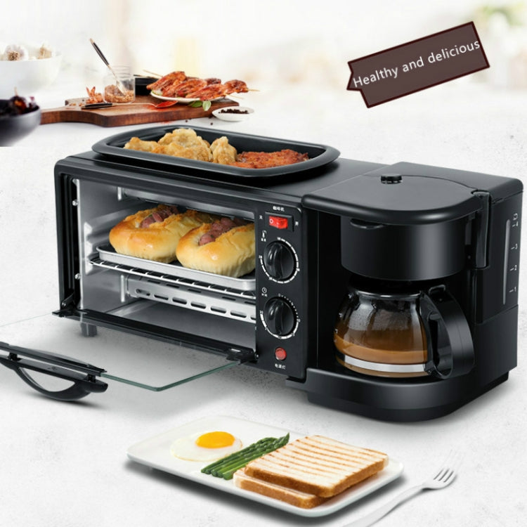 3 in 1 Electric Breakfast Machine Multifunction Coffee Maker + Frying Pan + Mini Oven  Household Bread Pizza Oven(Black) - free shipping - PMC TechLife - Order now!