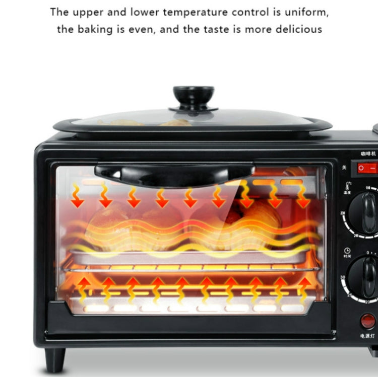 3 in 1 Electric Breakfast Machine Multifunction Coffee Maker + Frying Pan + Mini Oven  Household Bread Pizza Oven(Black) - free shipping - PMC TechLife - Order now!