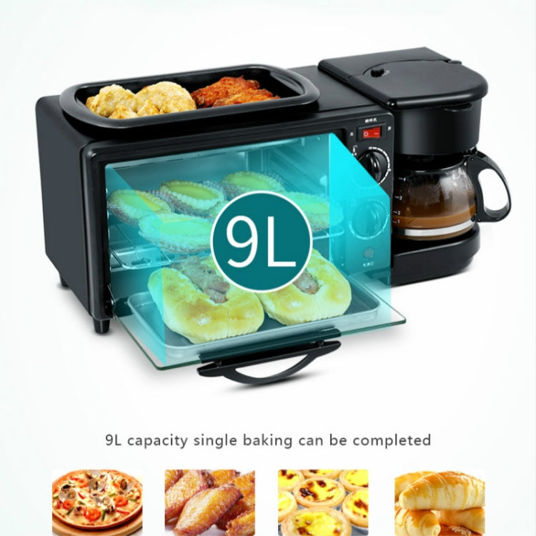 3 in 1 Electric Breakfast Machine Multifunction Coffee Maker + Frying Pan + Mini Oven  Household Bread Pizza Oven(Black) - free shipping - PMC TechLife - Order now!