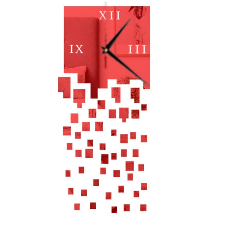 Mirror Clock Personality Wall Clock Three-dimensional Wall Decoration Mosaic Wall Clock(Red) - Wall Clock by PMc TechLife | Online Shopping South Africa | PMc TechLife | Buy Now Pay Later Mobicred