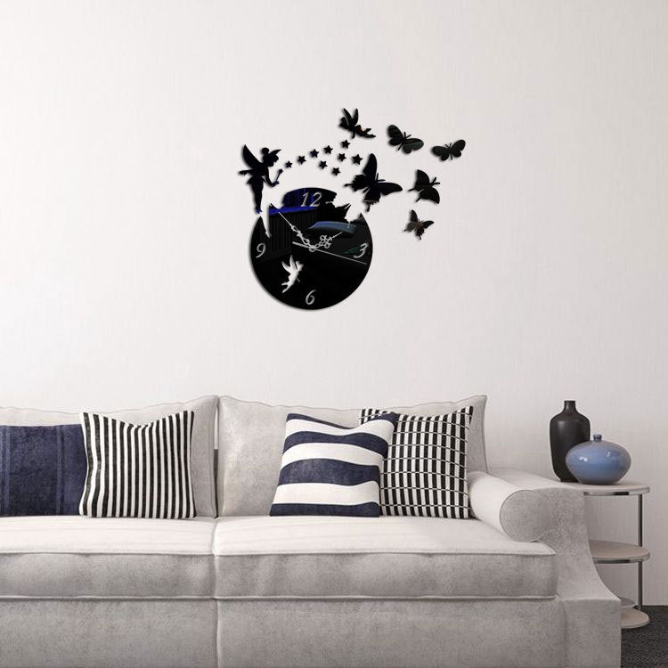 Butterfly Star 3D Acrylic Stereo Living Room Bedroom Decorating Mirror Wall Clock(Silver) - Wall Clock by PMc TechLife | Online Shopping South Africa | PMc TechLife | Buy Now Pay Later Mobicred