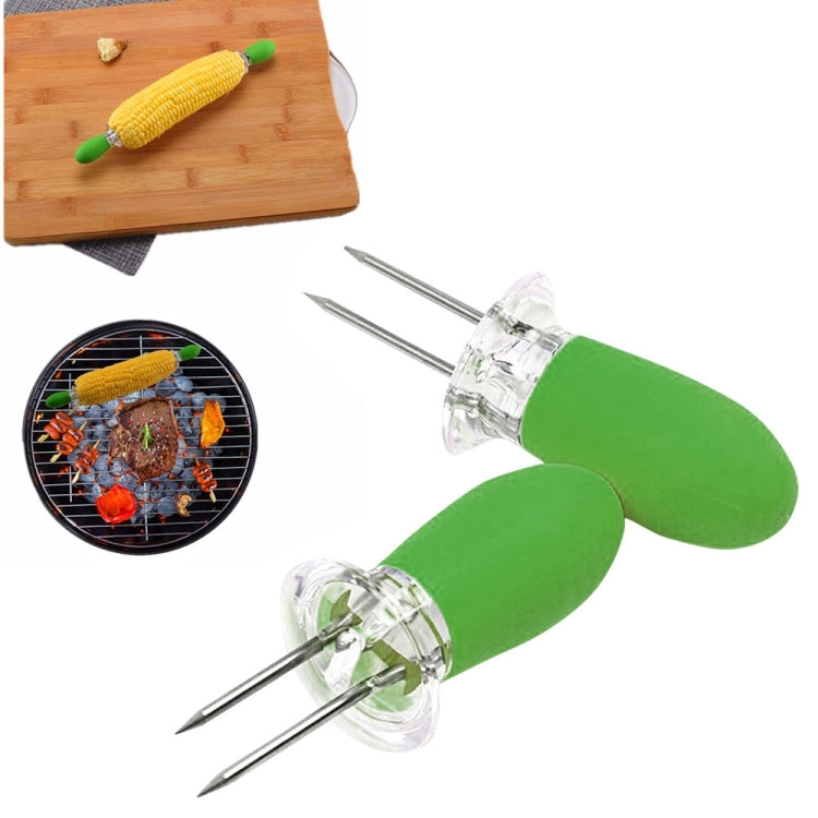 5 Pairs Outdoor BBQ Stainless Steel Corn Fork Fruit Fork Corn Device(Green) - Gadgets by PMC TechLife | Online Shopping South Africa | PMC TechLife | Buy Now Pay Later Mobicred