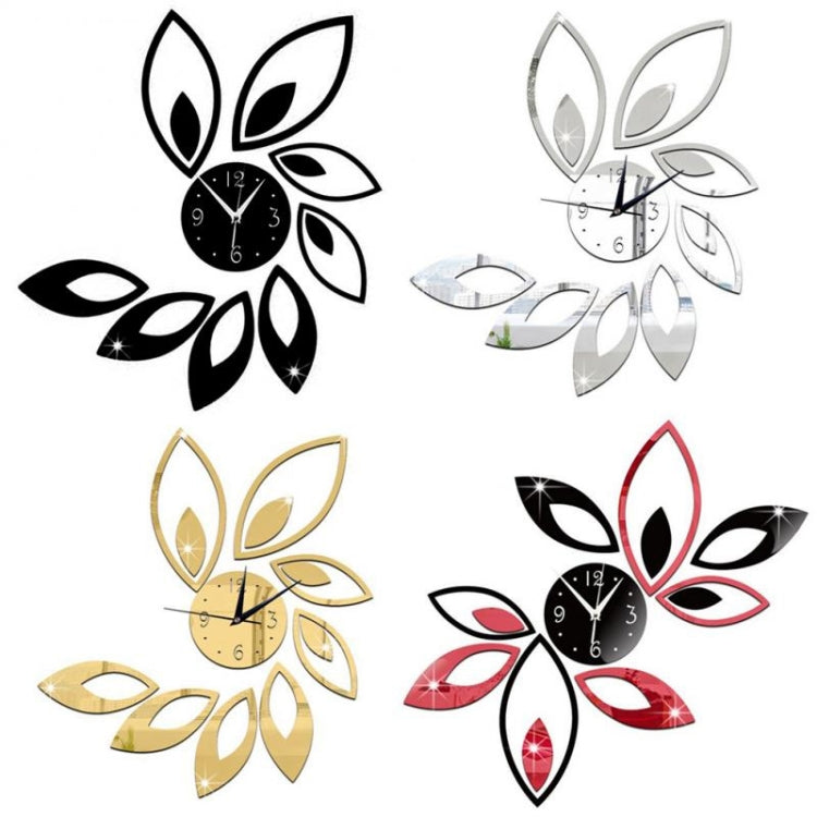 Flower Art Modern Design DIY Removable 3D Crystal Mirror Wall Clock Wall Sticker Living Room Bedroom Decor(Gold) - Wall Clock by PMc TechLife | Online Shopping South Africa | PMc TechLife | Buy Now Pay Later Mobicred
