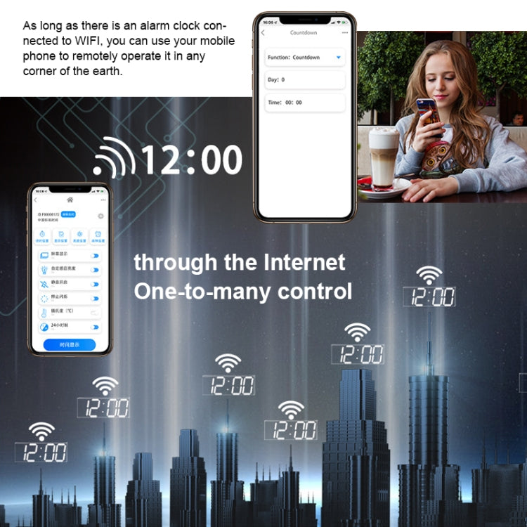 Creative LED Digital Wall Clock Multi-function WIFI Clock, Style:6 Bit Sealed Box WIFI(White) - Wall Clock by PMc TechLife | Online Shopping South Africa | PMc TechLife | Buy Now Pay Later Mobicred